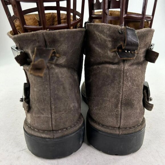 Alberto Fermani MORO Women's Biker Boot US 7.5 Olive Suede Monk Strap Booties - Picture 5 of 9